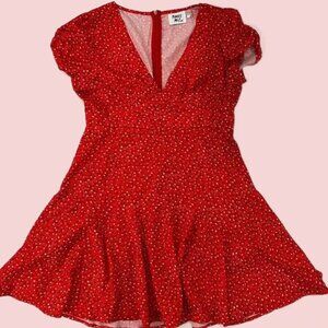 Women's Dress "Princess Polly" Red White Floral Romper Size 6 Valentine's Day